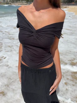 Abigail off shoulder top - Sort