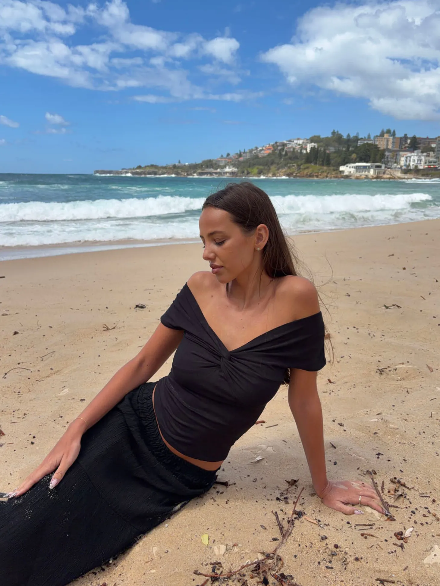 Abigail off shoulder top - Sort