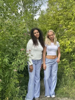 Adina lavtaljede bukser med striber - Blå