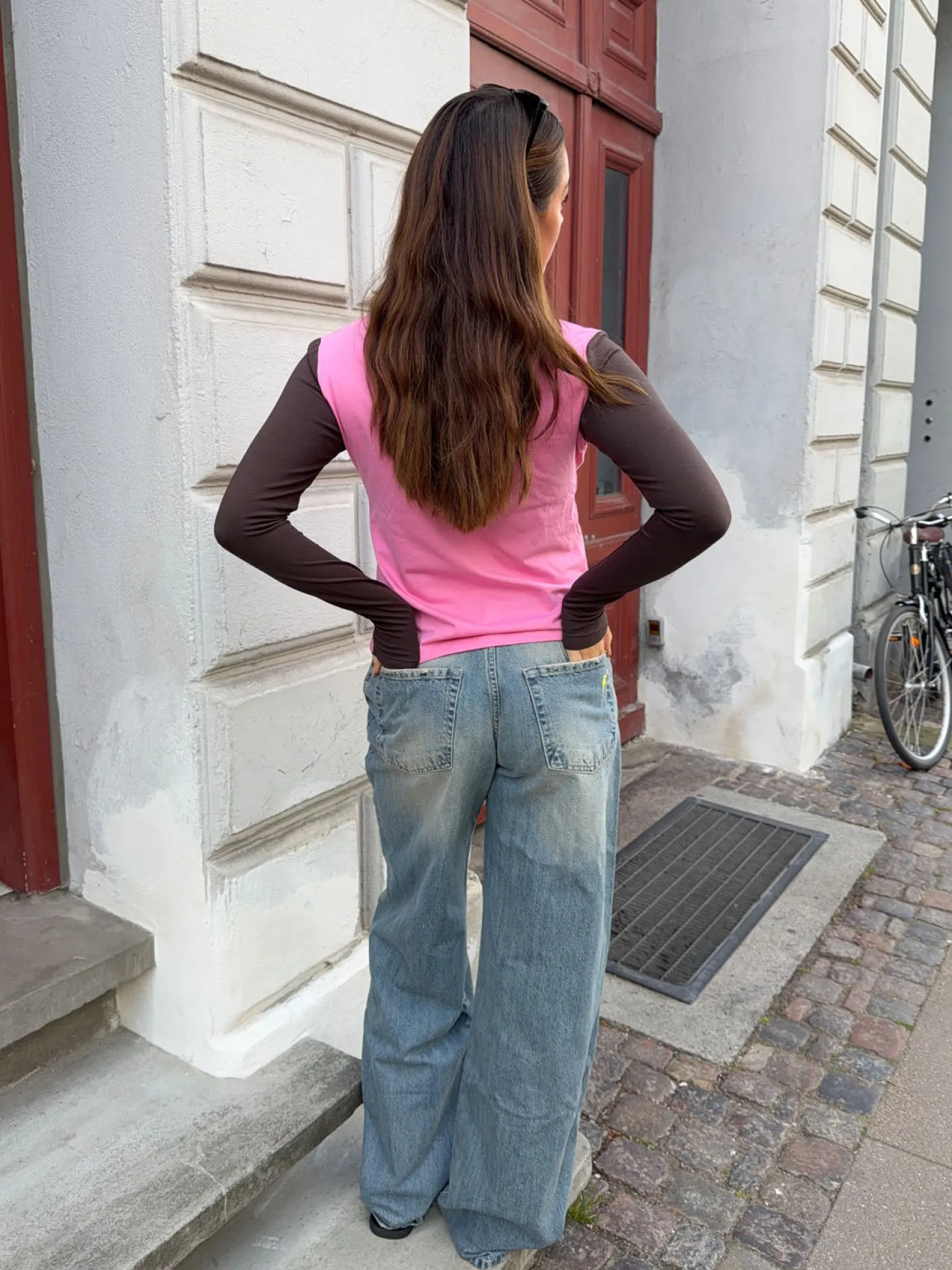 Alaia lavtaljede jeans med lyndetalje - Lys denim