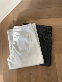 Alaia lavtaljede jeans med lyn detalje - Hvid denim