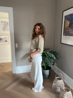 Alaia lavtaljede jeans med lyn detalje - Hvid denim