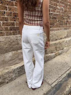 Alaia lavtaljede jeans med lyn detalje - Hvid denim