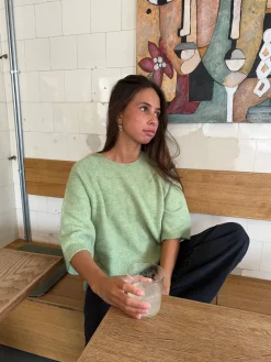 Alia trekvartærmet striktrøje - Grøn