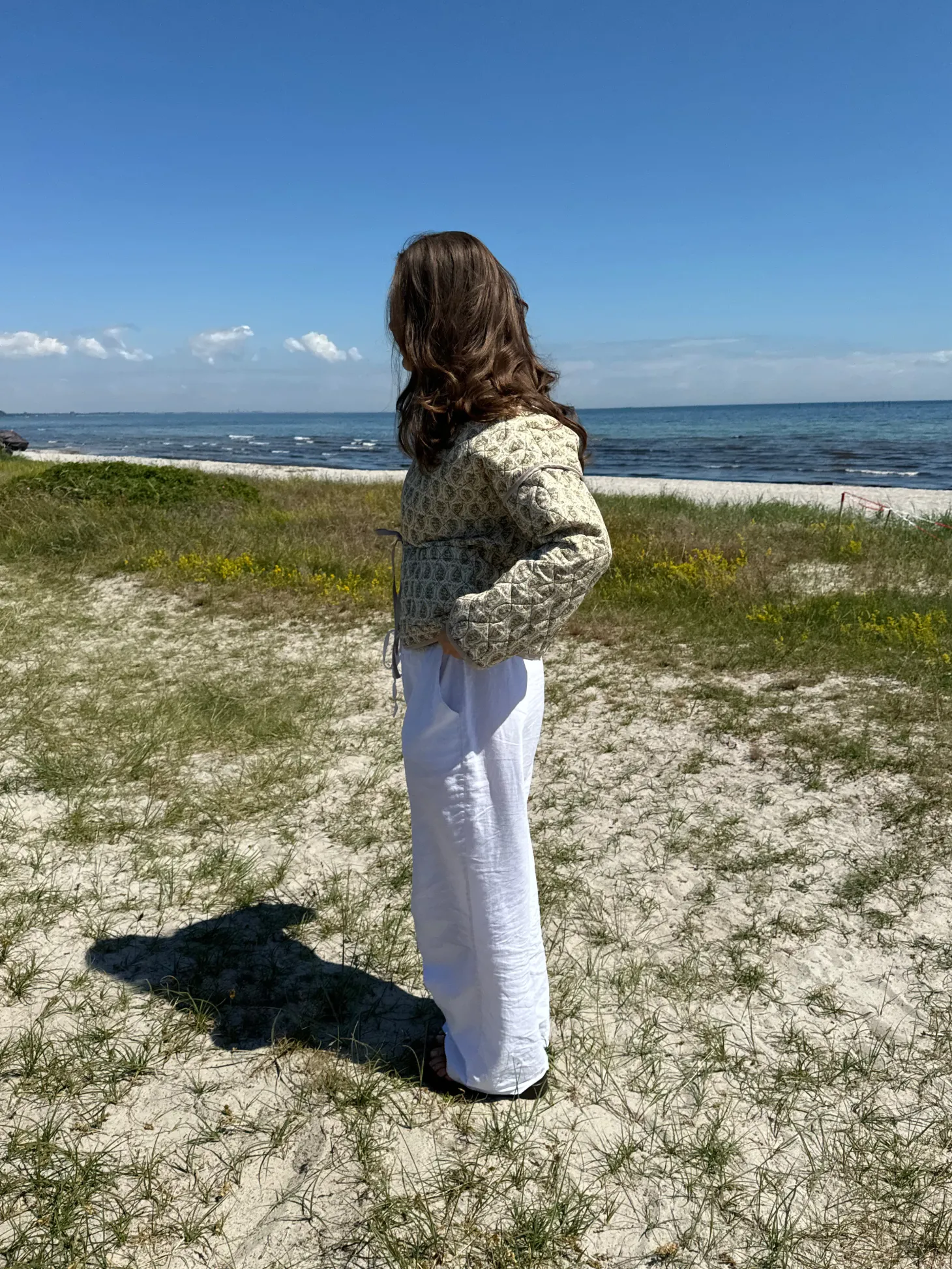 Alisa mønstret quiltet jakke - Grøn/beige