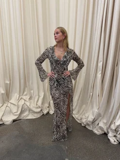 Amy kjole i zebraprint - Sort/hvid