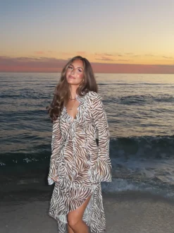 Amy kjole i zebraprint - Sort/hvid