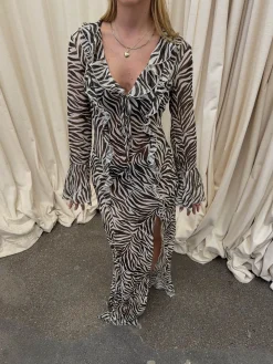 Amy kjole i zebraprint - Sort/hvid