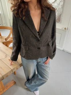 Anahita kort blazer - Mørkebrun/Sort