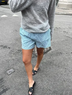 Andrea shorts med striber - Grøn/hvid