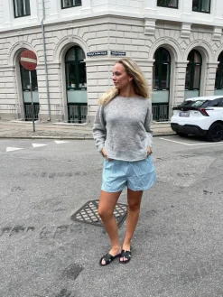 Andrea shorts med striber - Grøn/hvid