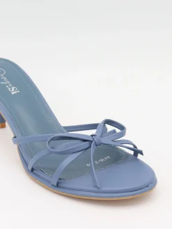 Anna mules med sløjfedetalje - Støvet blå
