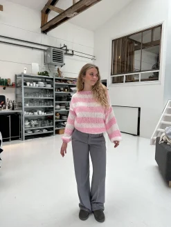 Anna Olympia lavtaljede suitbukser - Grå