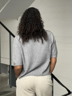 Arabella strikket t-shirt - Grå