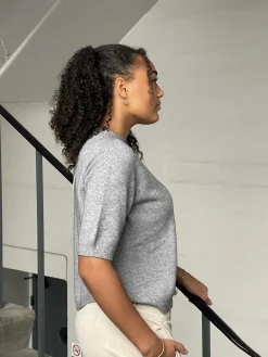 Arabella strikket t-shirt - Grå