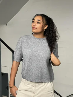 Arabella strikket t-shirt - Grå
