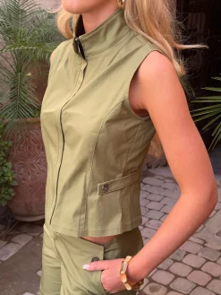 Armina vest med detaljer - Grøn