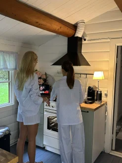 Avana pyjamasskjorte med striber - Blå/hvid