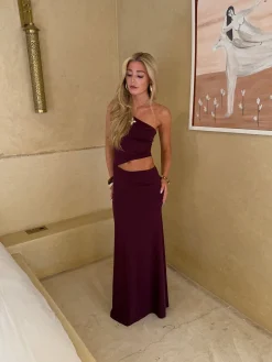 Baili maxikjole med snit - Lilla