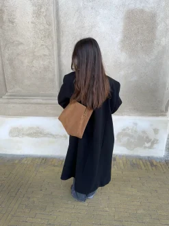 Barcelona skuldertaske i ruskind - Brun