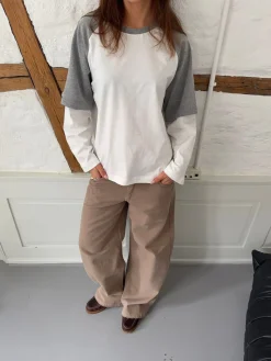 Blaine t-shirt med lange ærmer - Grå/hvid