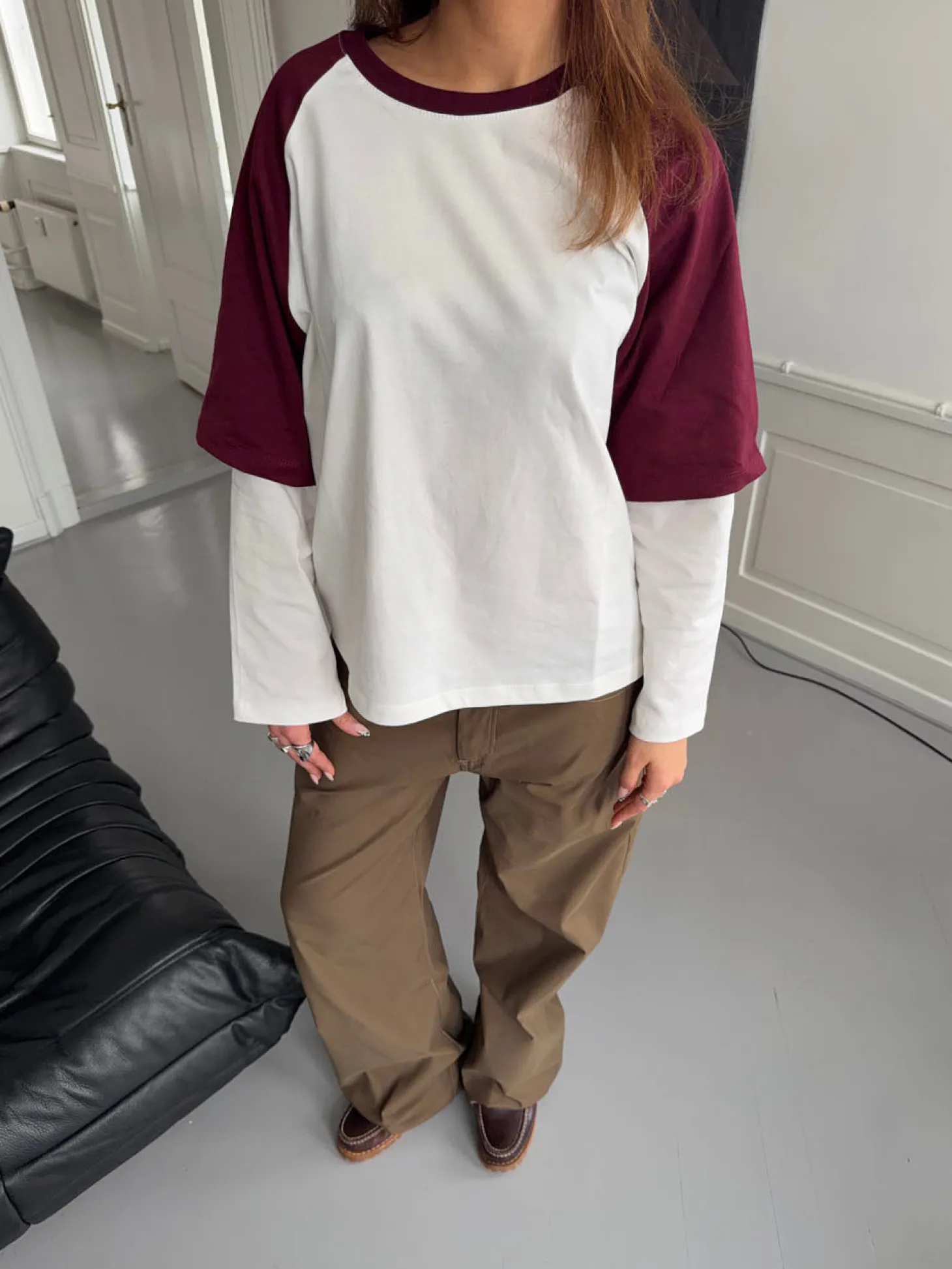Blaine t-shirt med lange ærmer - Rød/hvid