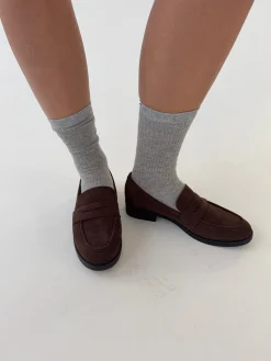 Blova loafers i imiteret læder - Brun