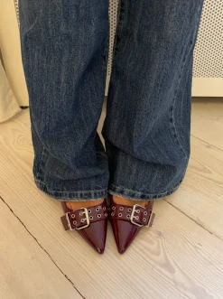 Bobla mules med spænde - Bordeaux
