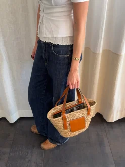 Botalia strandtaske i flet - Beige