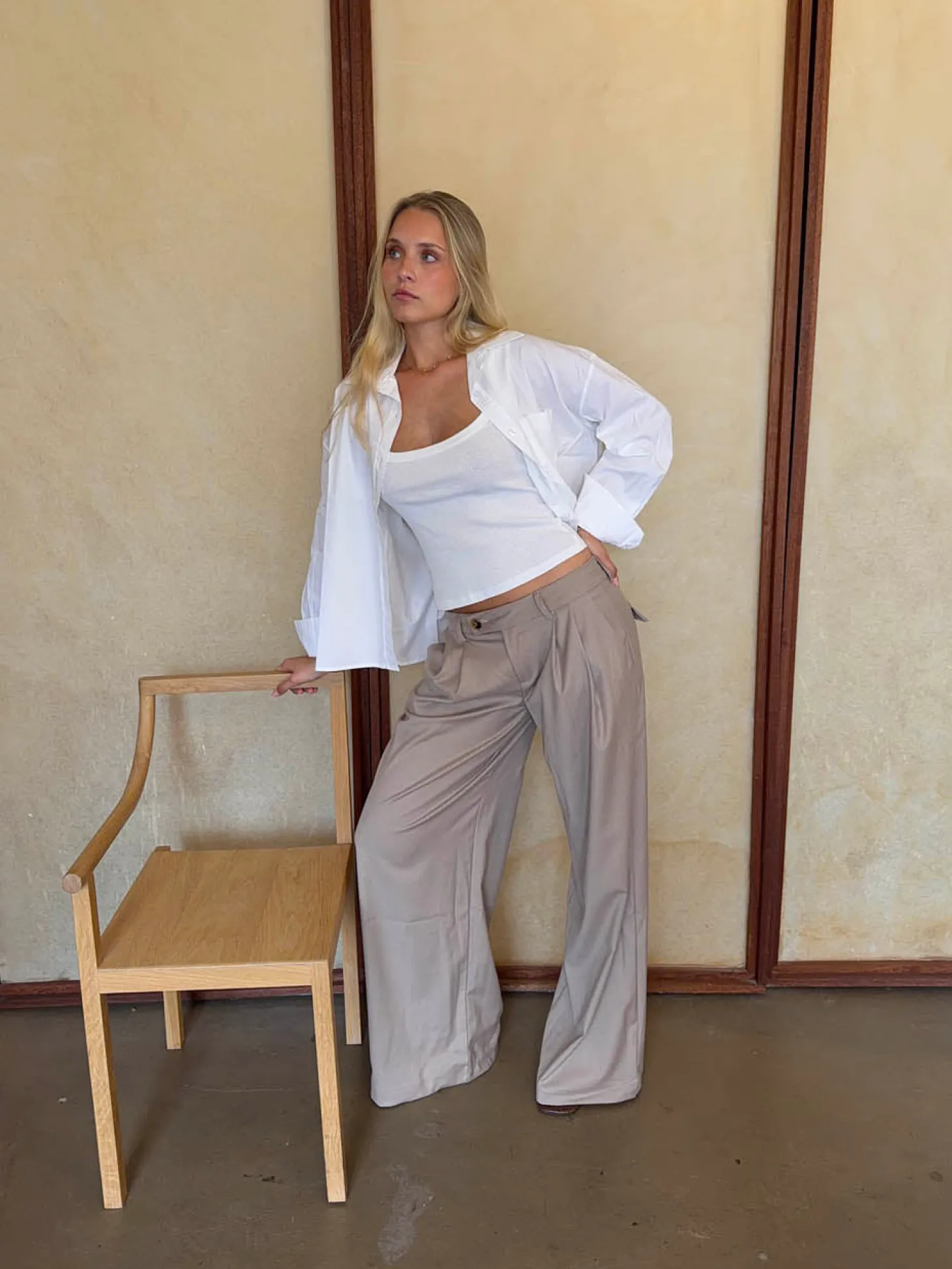 Camilla oversized suitbukser - Beige