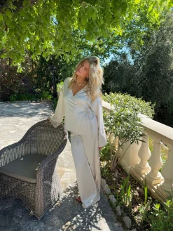 Cammie løse satinbukser - Hvid
