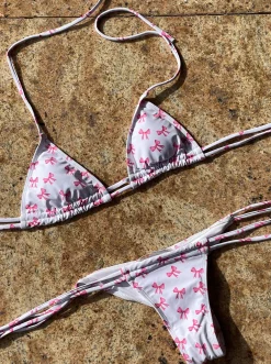 Caterina bikini med sløjfer - Hvid/pink
