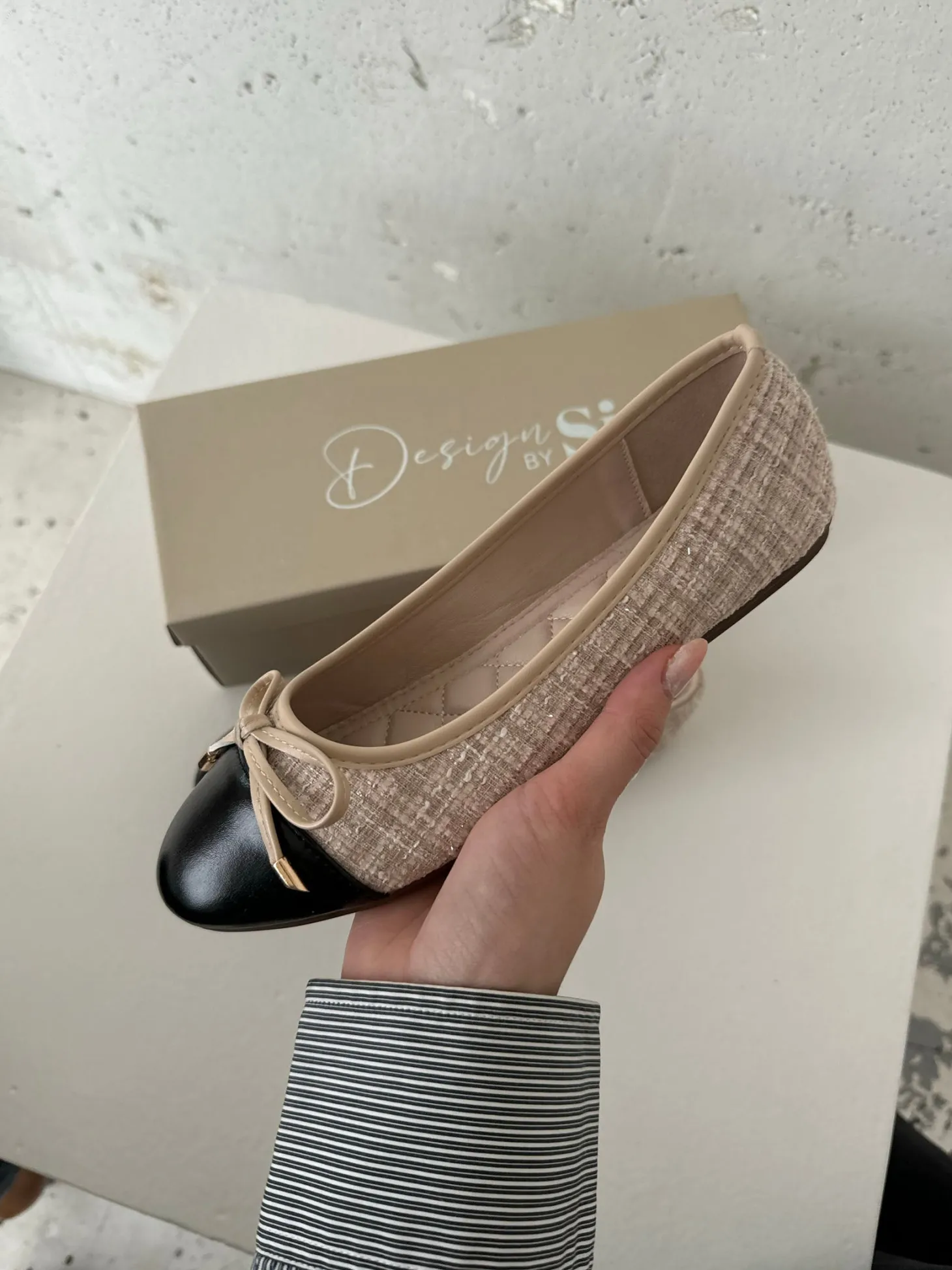 Cetinje ballerina sko med skøjfe - Beige