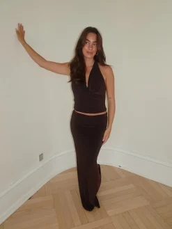 Chifona maxinederdel - Brun