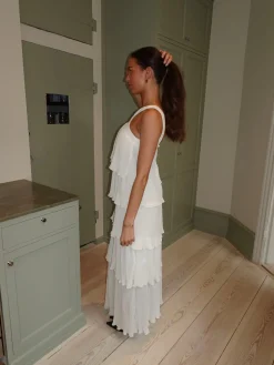 Daicy kjole med flæser - Hvid