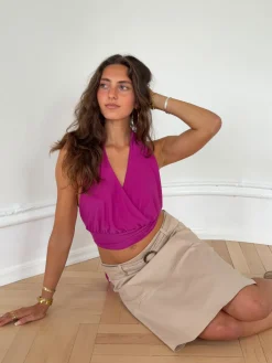 Darina halterneck top - Fuchsia