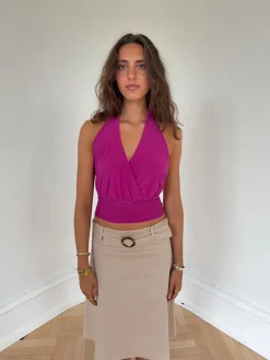 Darina halterneck top - Fuchsia