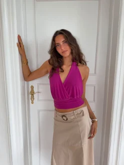 Darina halterneck top - Fuchsia
