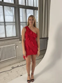 Denise kjole med frynser - rød