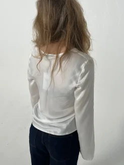 Denisi satinbluse - Hvid