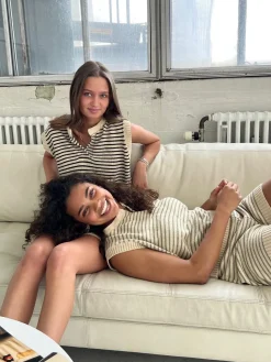 Diamanta comfy sæt - Beige/grøn