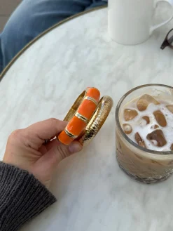 Ebony armbånd med striber - Orange/guld