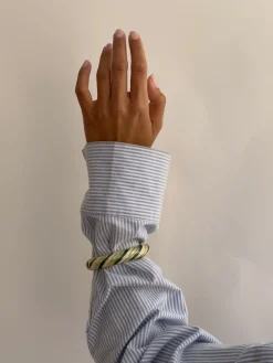 Eivora armbånd med striber - Grøn/hvid/guld