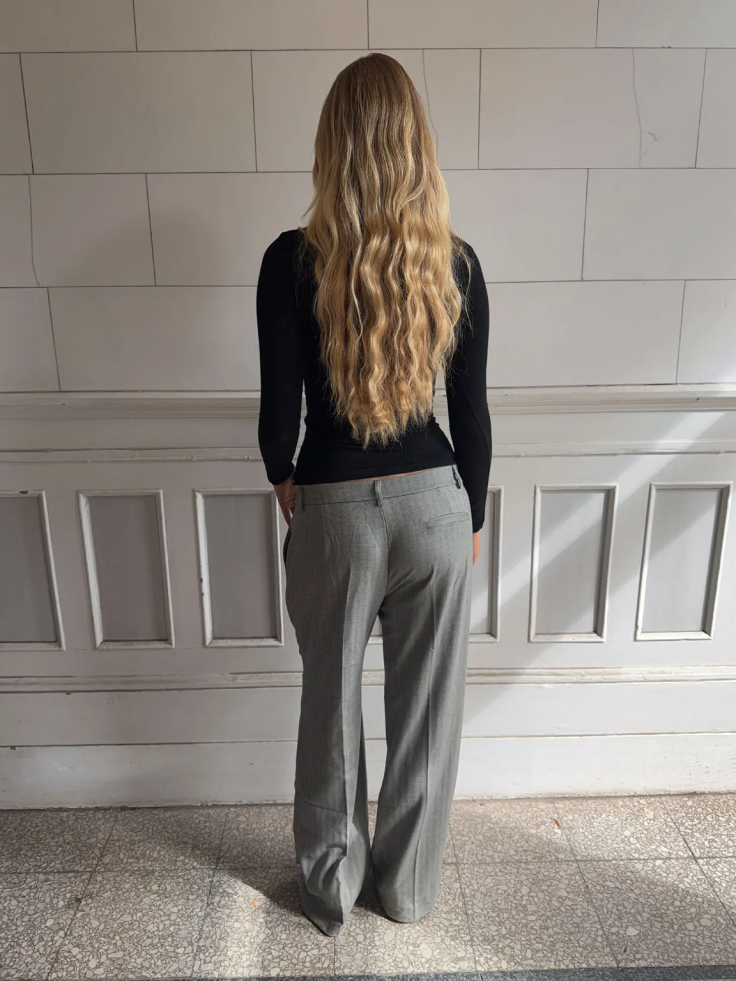 Ellen herringbone bukser - Grå