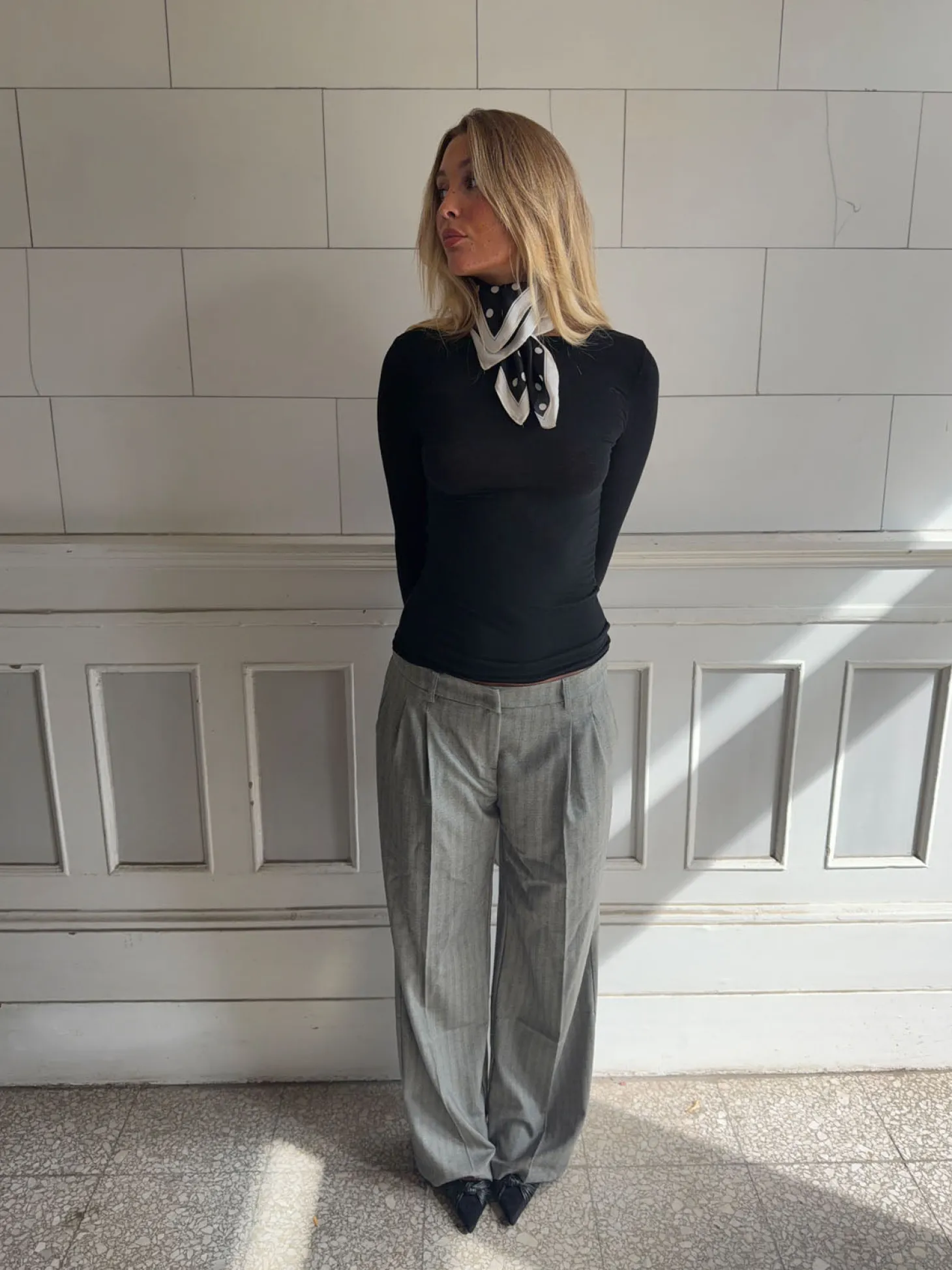 Ellen herringbone bukser - Grå