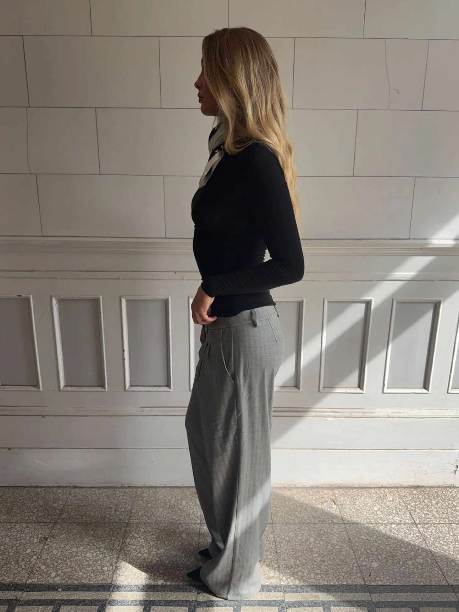 Ellen herringbone bukser - Grå