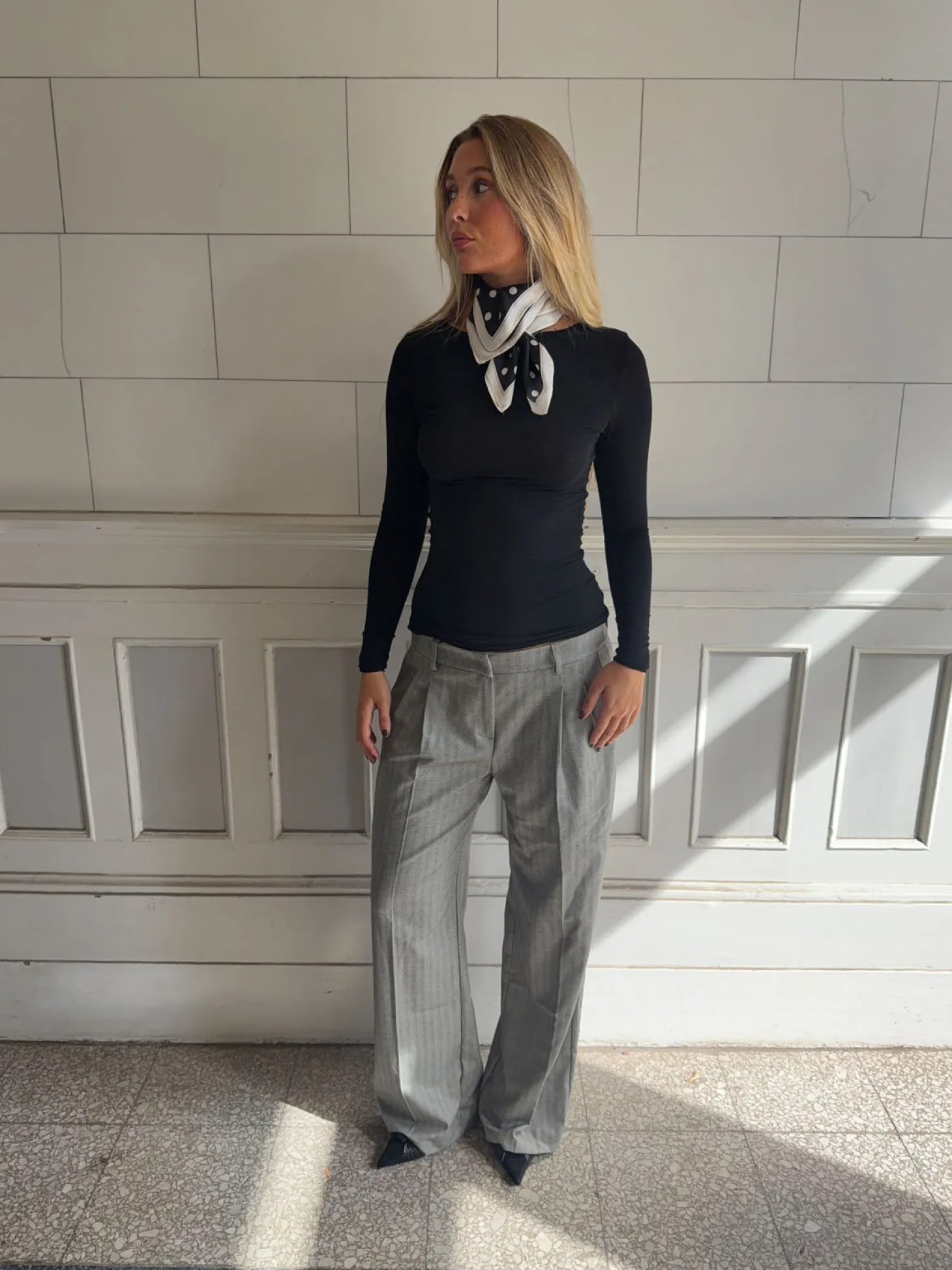 Ellen herringbone bukser - Grå