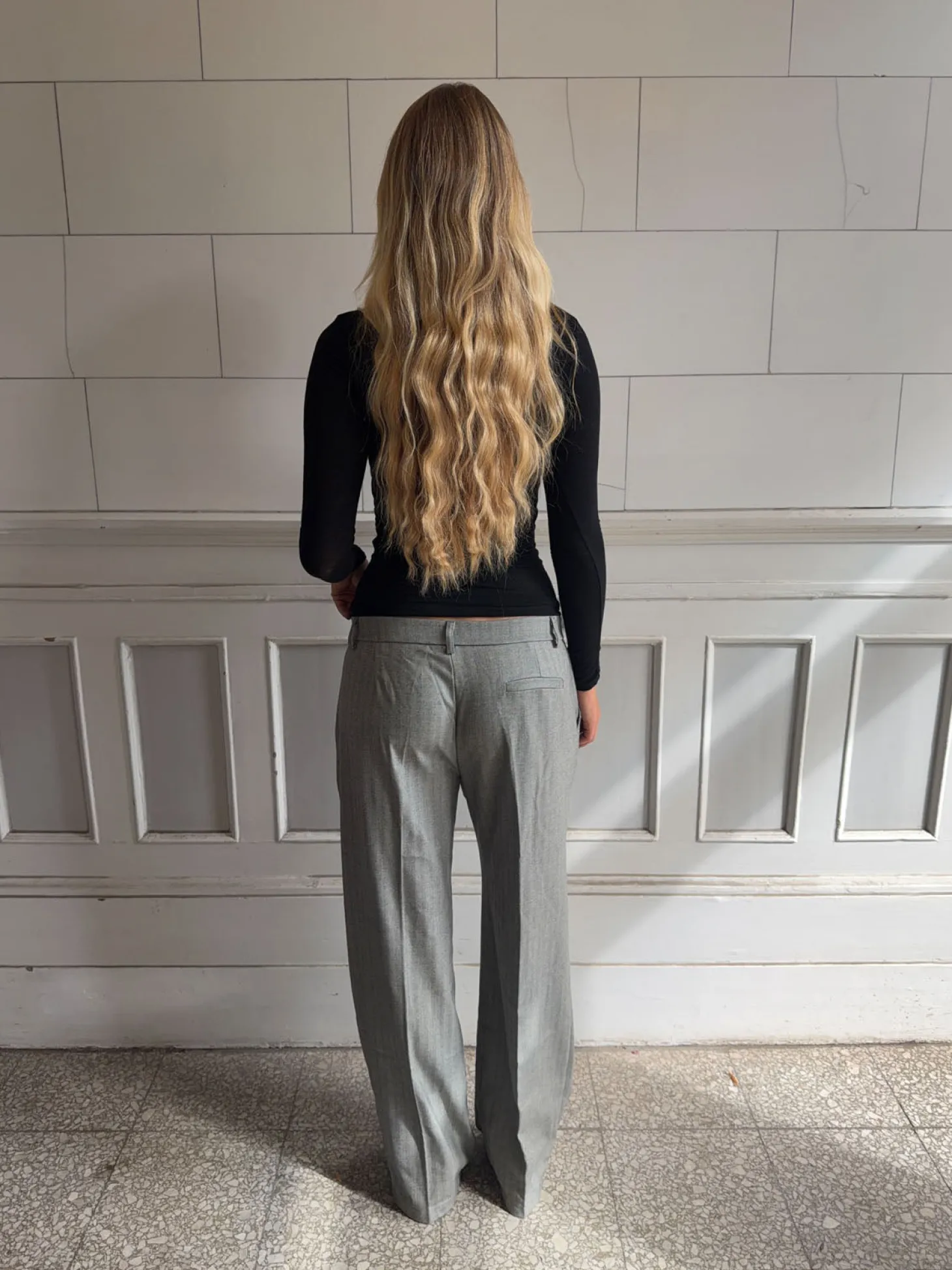 Ellen herringbone bukser - Grå