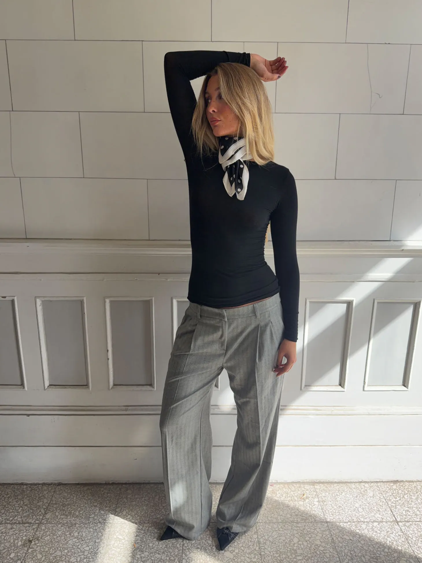 Ellen herringbone bukser - Grå