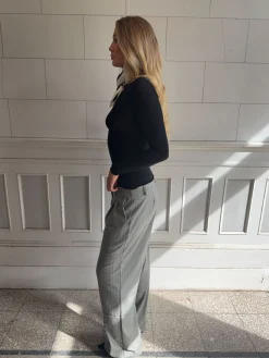 Ellen herringbone bukser - Grå